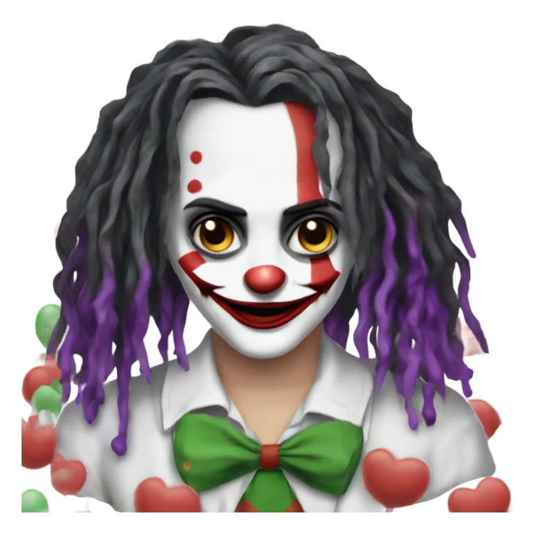 joaquin phoenix as a Joker clown face is a girl with black dreadlocks sticker
