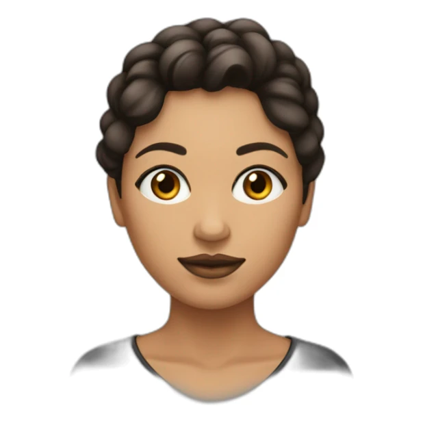 mujer de ojos marrones con pelo negro y piel clara sticker