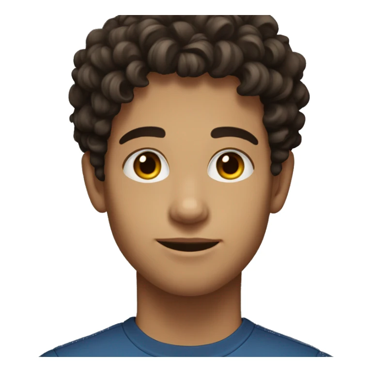 young man with dark brown curly hair, deep set eyes  sticker