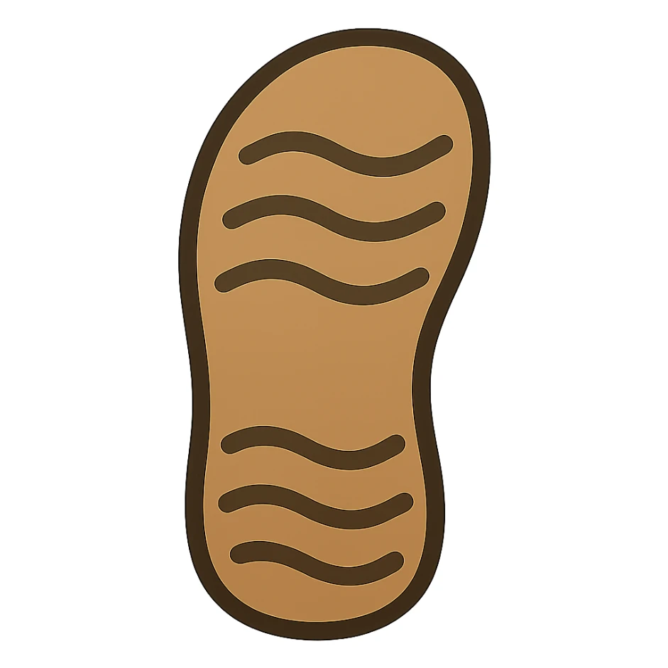 Create an emoji style sandal sole with minimal detail, matching the reference image, with a thicker outline. The style should reflect the look of apple style emojis with simple and clean design. sticker