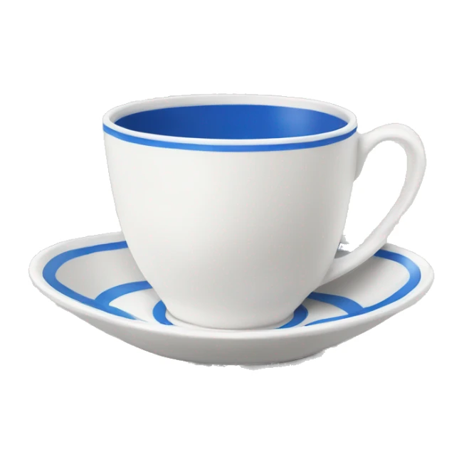 White tea cup with blue line and saucer sticker
