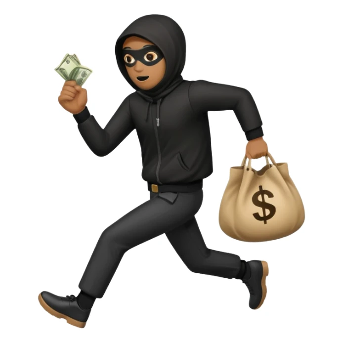 Robber running with Money bag robbery dress  sticker