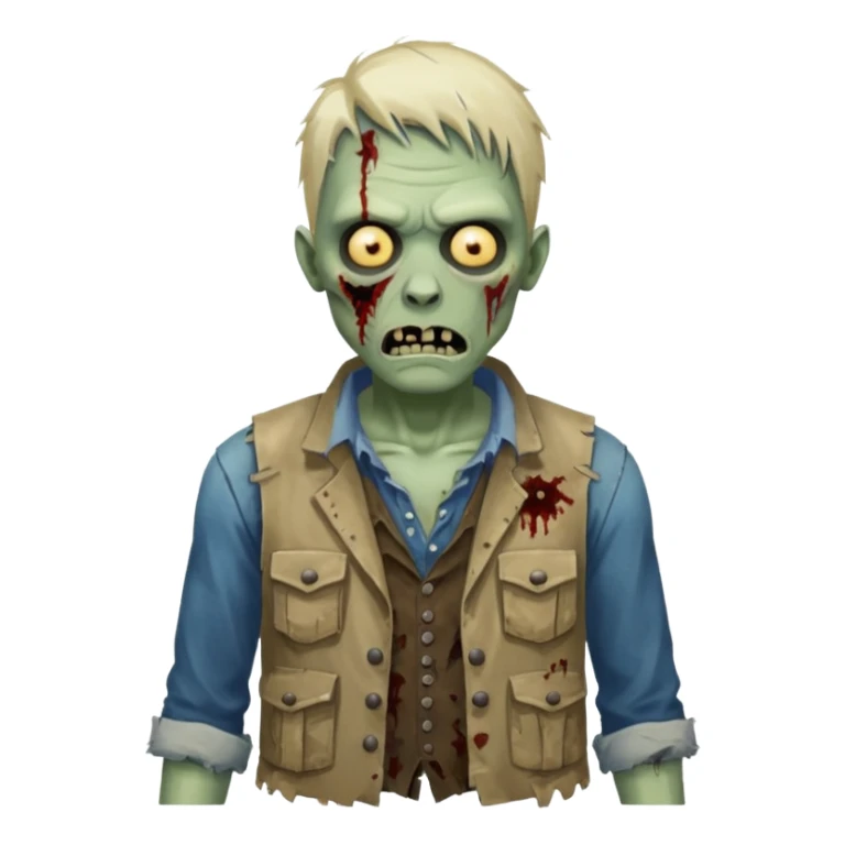 zombie in vest and shirt sticker