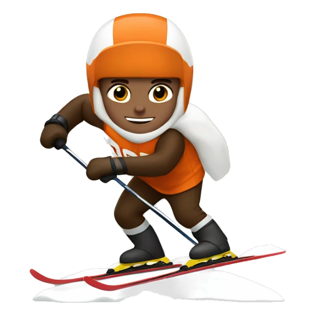 White skinned Skier skiing wearing a browns football Jersey sticker