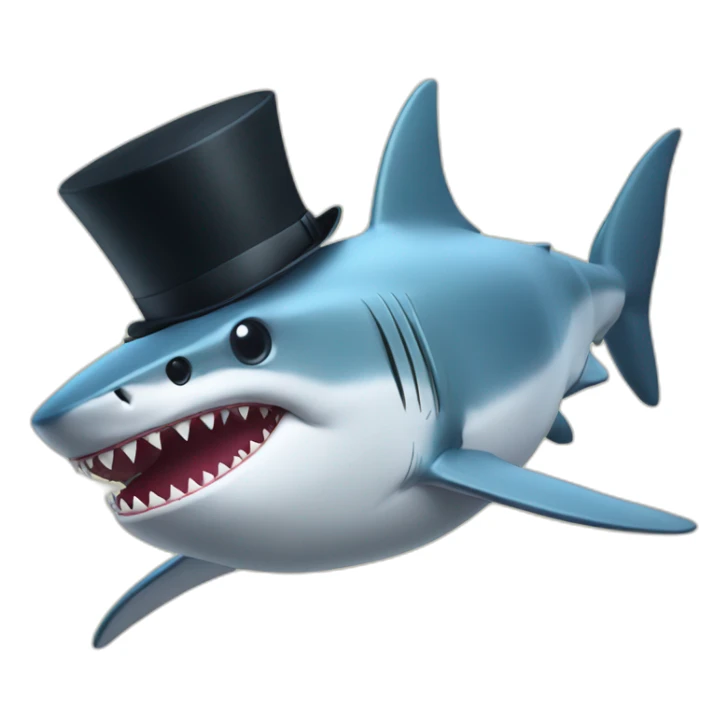 Shark with a top hat sticker