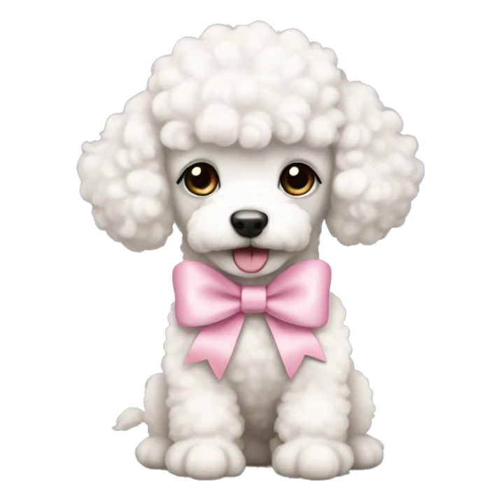 White poodle puppy with pastel pink bow sticker
