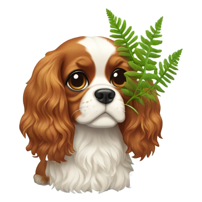 Cavalier dog with fern plant sticker