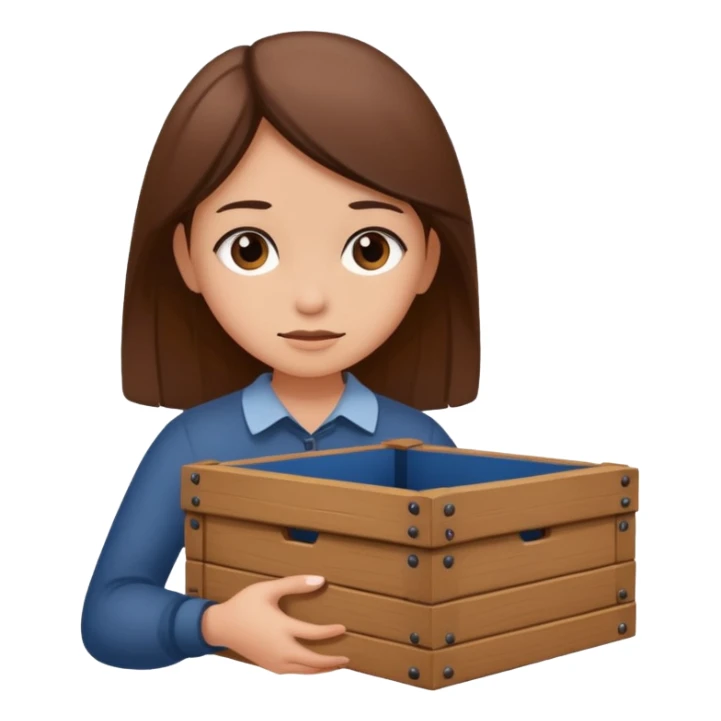 generate me a girl lifting a box that is filled with discrimination sticker