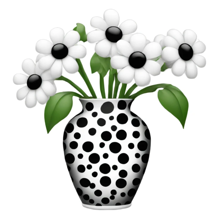 Flowers in black and white polka dot vase  sticker