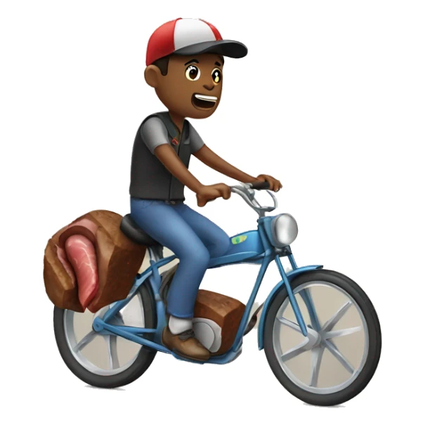 A piece of steak, riding a bike ￼ sticker