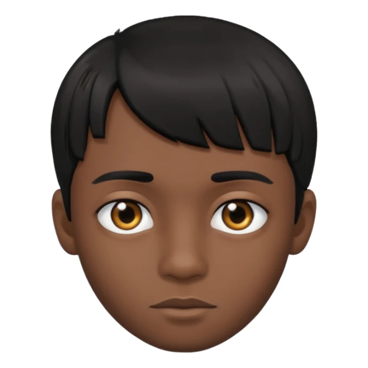 Dark brown boy, with fringe black hair, black eyes sticker