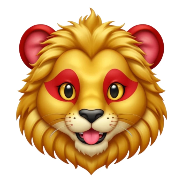 red lion with golden earings shiny eyes tongue out sticker