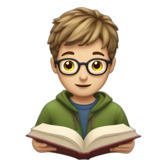 european boy reads a book sticker