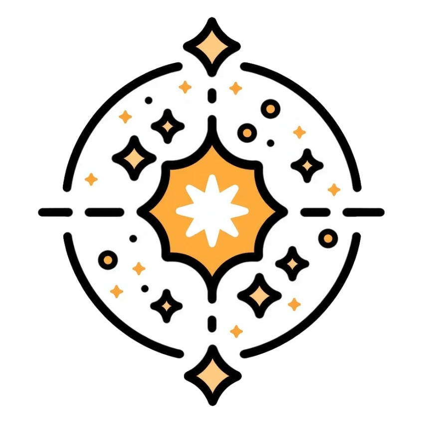 destiny symbol with stars and cosmic elements representing fate sticker