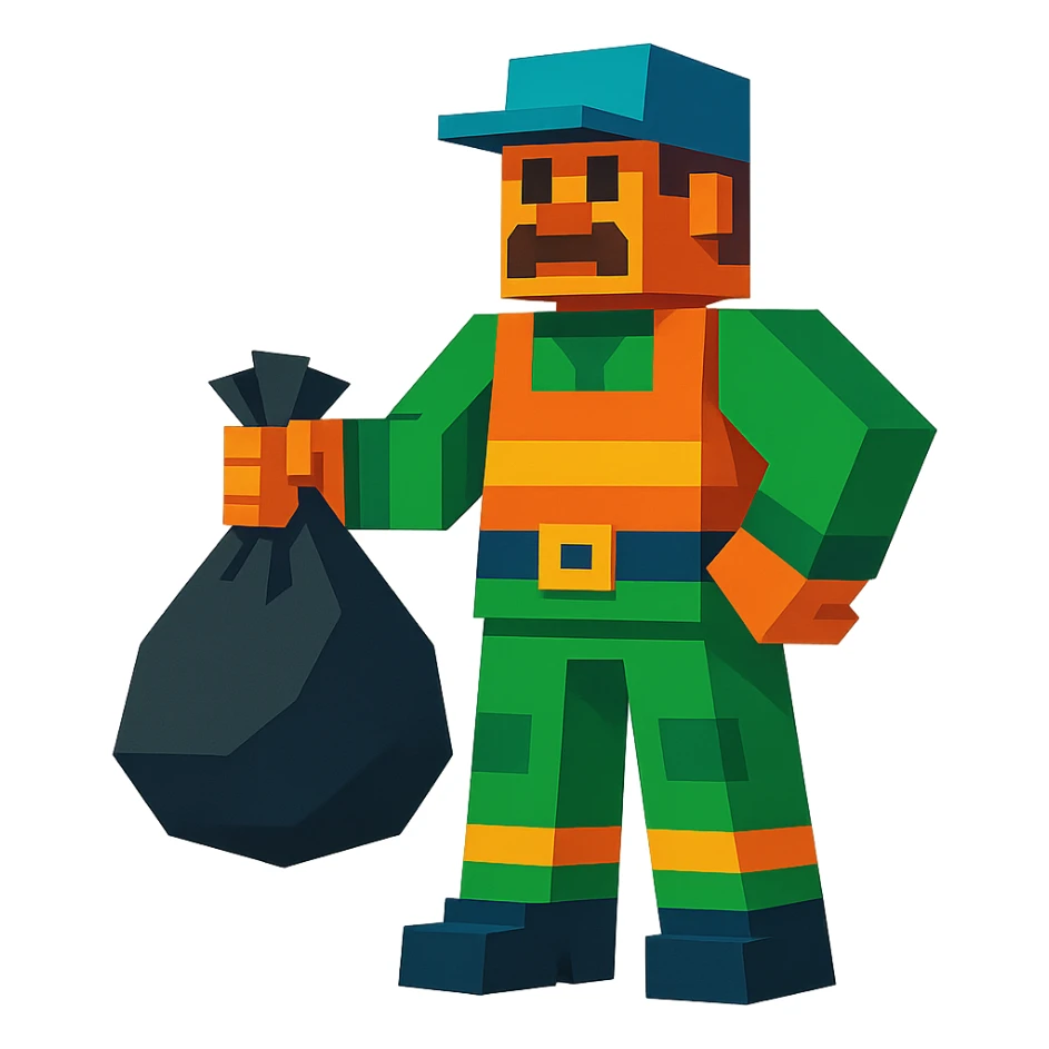 vibrant toon style garbage man, Minecraft movie vibe sticker