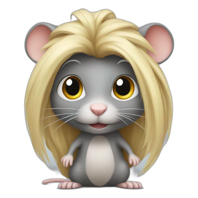 Rat standing with long blond hair sticker