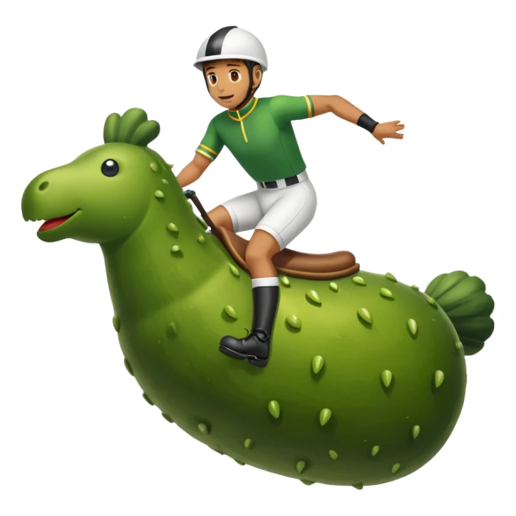 man riding pickle in jockey uniform (in action) sticker