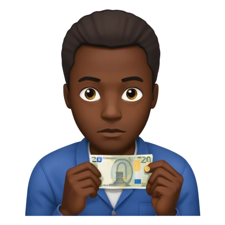 create a blackman holding 20 euro bill and looking like a villian sticker