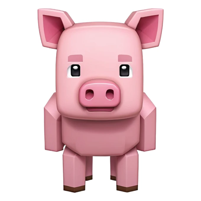 Minecraft pig, full body, pink blocky animal with square head sticker