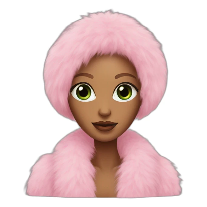 pink faux fur coat green eyed woman sticker
