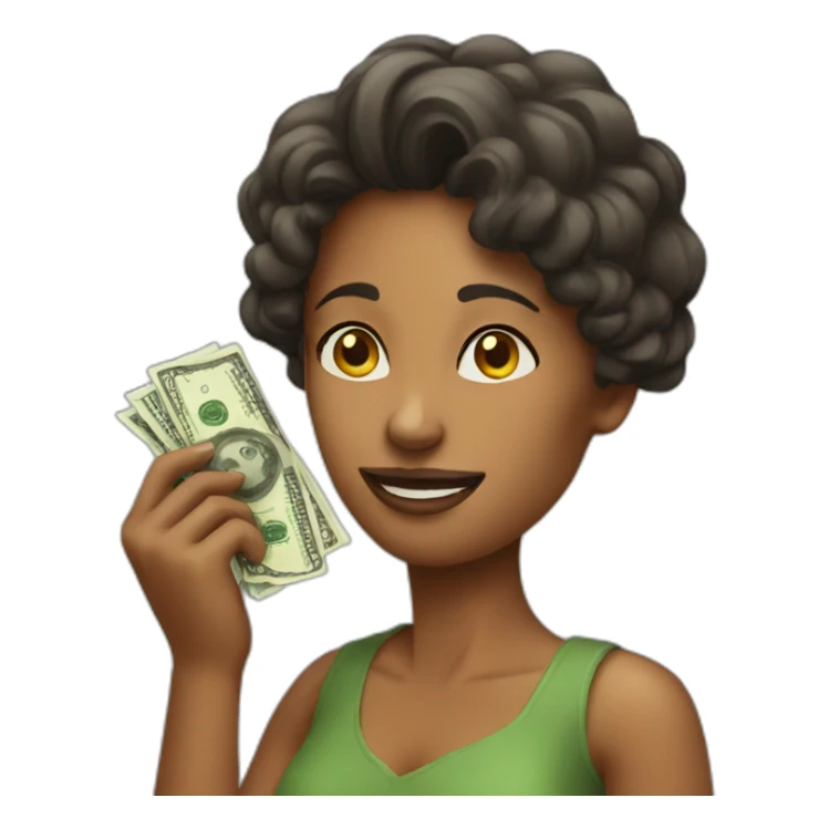 woman givingng money sticker