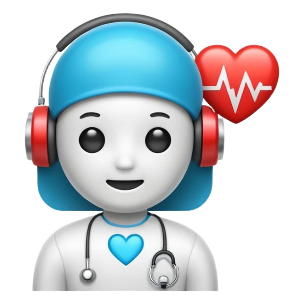 Medical chatbot logo emoji, speech bubble + heartbeat, minimal, friendly, professional sticker