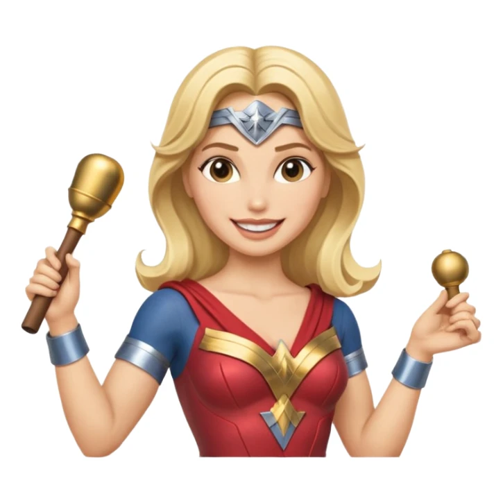 Blonde Wonder Woman holding conductor’s baton and bell  sticker