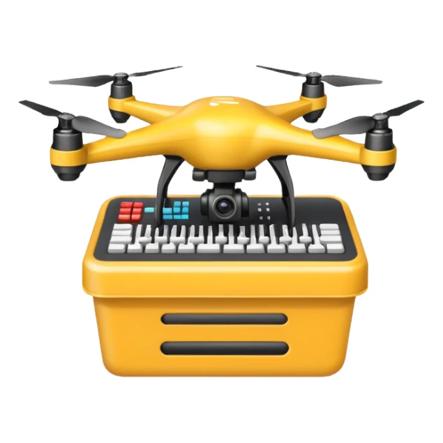 shopping basket with a drone, keyboard, and speaker emoji sticker