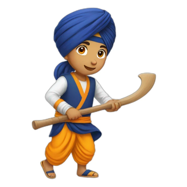 sikh kid with turban playing gatka sticker