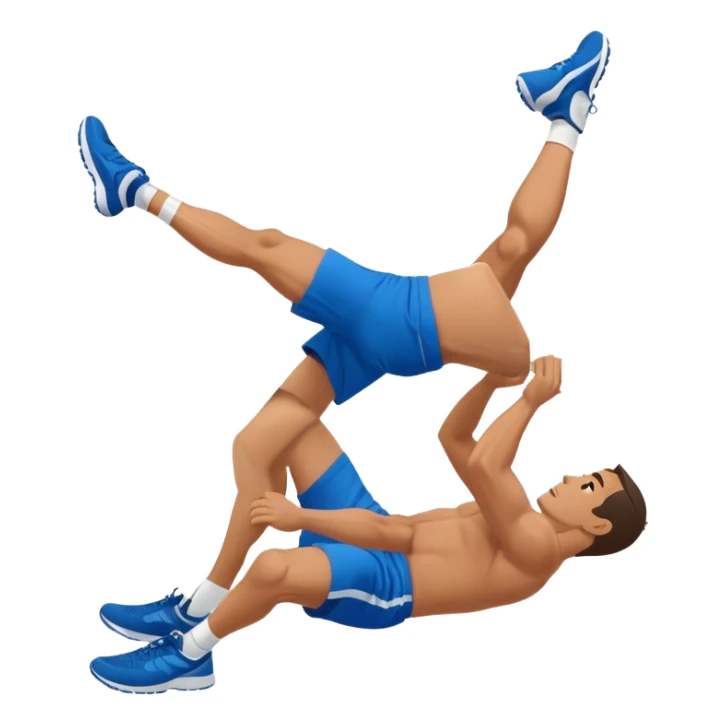 side-view of guy in blue shorts doing decline crunches sticker