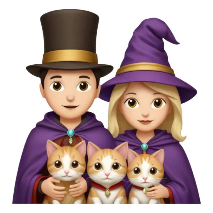 magician couple and their pet cat sticker