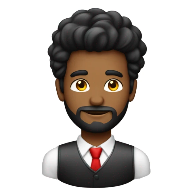 Homem com cabelo preto e rosto arredondado com a blusa de sua empresa estando escrita do lado Geo Referência de cor vermelha sticker