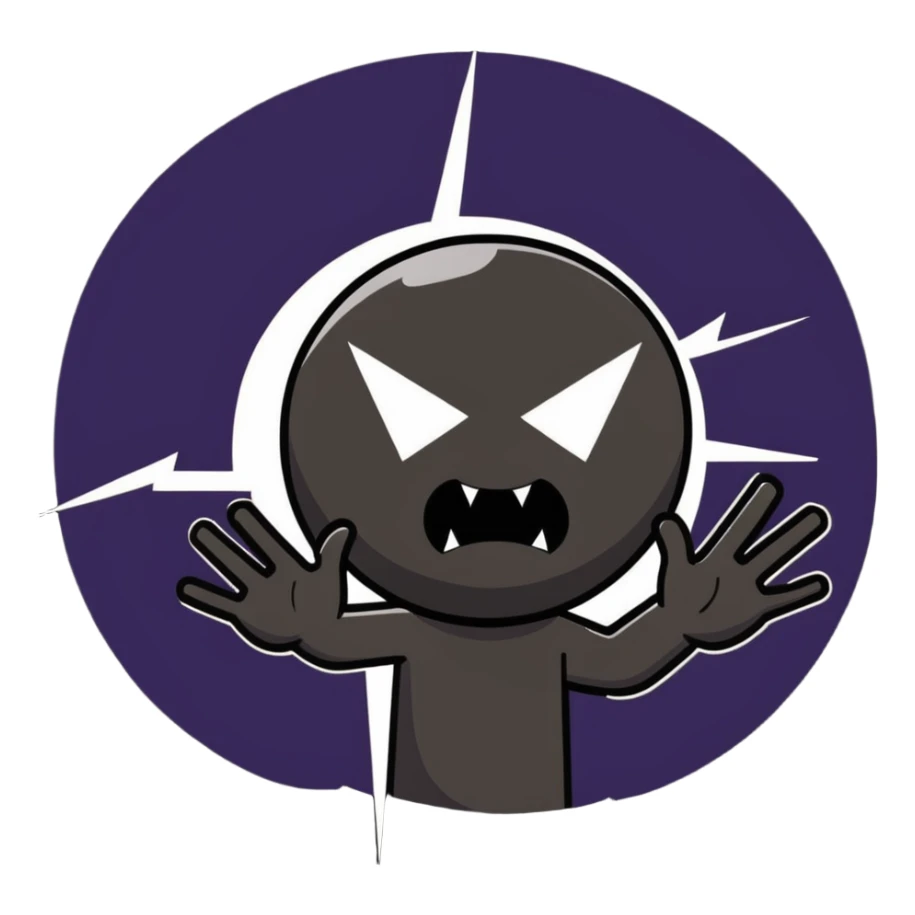 person with open palm hand at viewer, wrathful expression, lightning background sticker