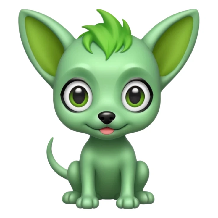 green haired alien dog with green skin sticker