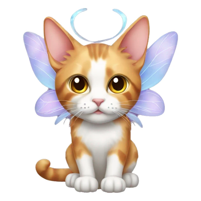 calico cat with fairy wings sticker