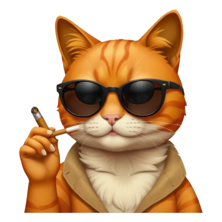 Orange cat with black sunglasses somoking small joint sticker