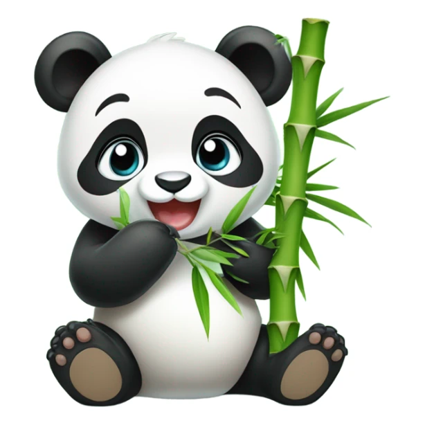 Baby panda eating bamboo sticker