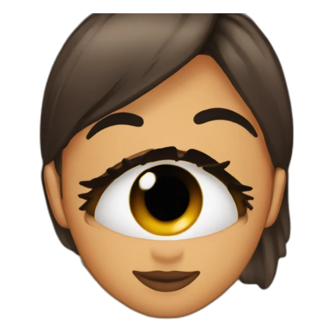 Chica pelo negro con cejas gruesas y ojos café oscuro sticker