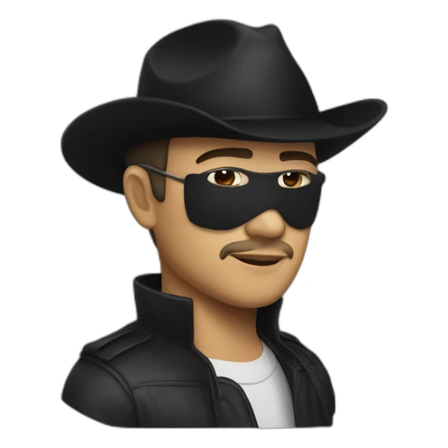 Johny ive wears a black mask and Indonesian independence hero hat sticker