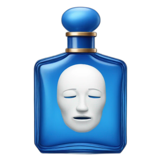 Perfume bottle in shape of a blue man's body sticker