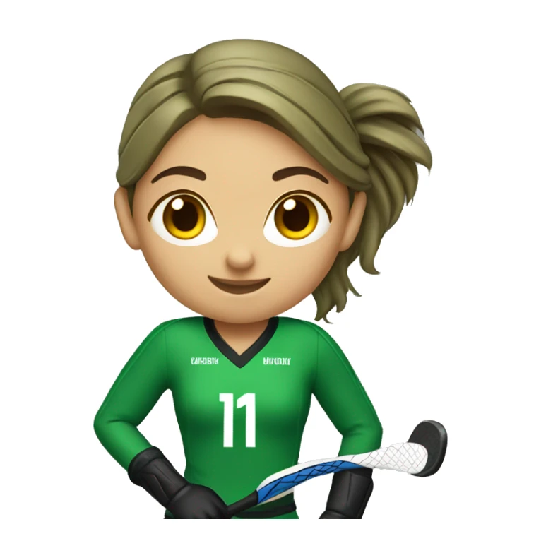 field hockey girl with green jersey  sticker