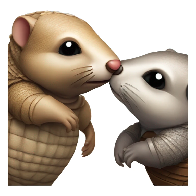 armadillo and otter giving a kiss to each other  sticker