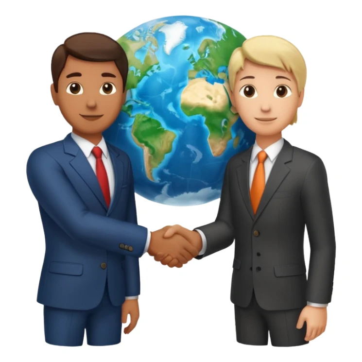 Shake hands and a globe showing negotiation of climate change sticker