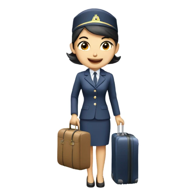 asian FLIGHT ATTENDANT WITH A LUGGAGE sticker