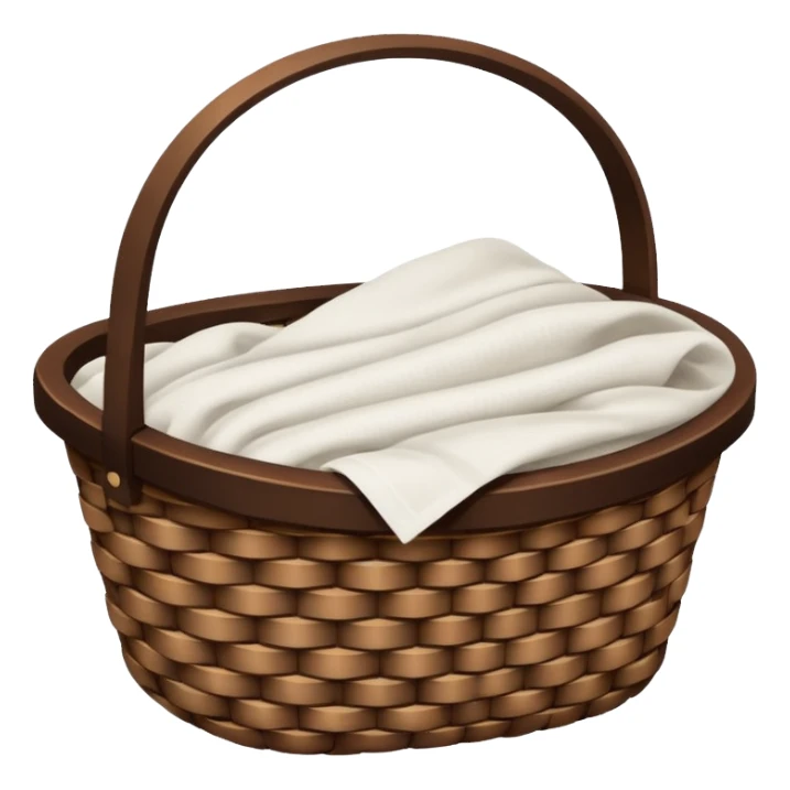A woven dark Brown basket with fresh washed linen sticker