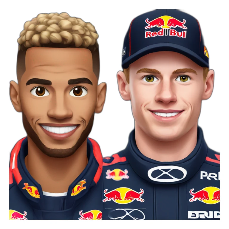 Lewis Hamilton and Max Verstappen in Red Bull sticker