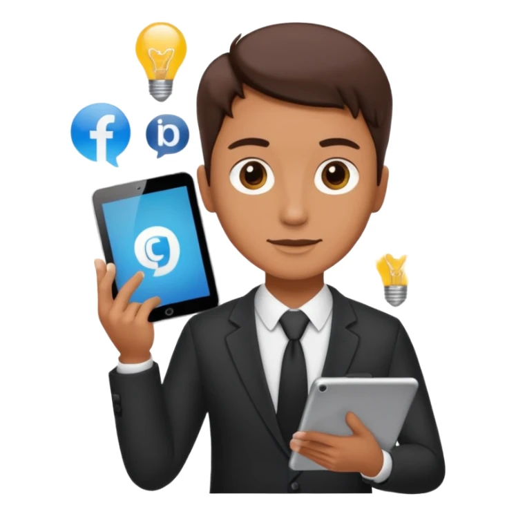 marketing agent with tablet, ideas, social media

 sticker