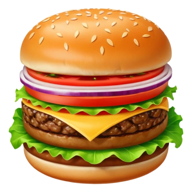 Hamburger emoji: ONE MEAT, ONE LETTUCE, ONE TOMATO,ONION  sticker