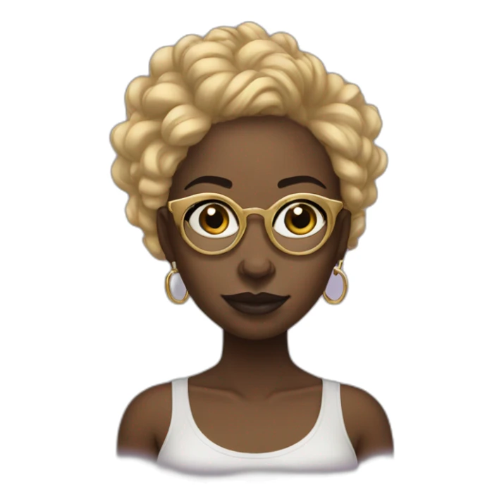 Black girl with locks half shaved and gold glasses sticker