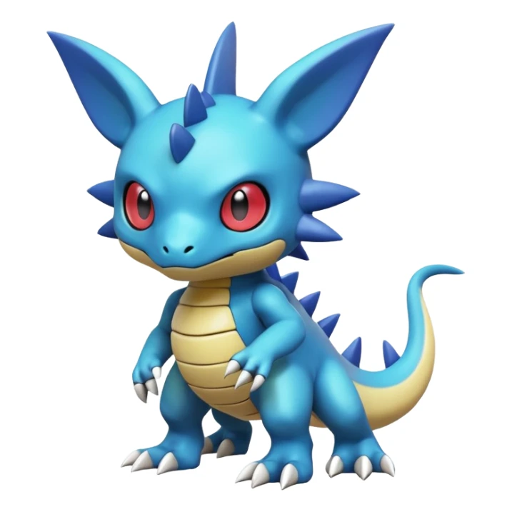 A 3D CGI model of a randomly-colored cool badass cute Fakémon-Pokémon-Digimon-Spectrobe-creature (full body) sticker